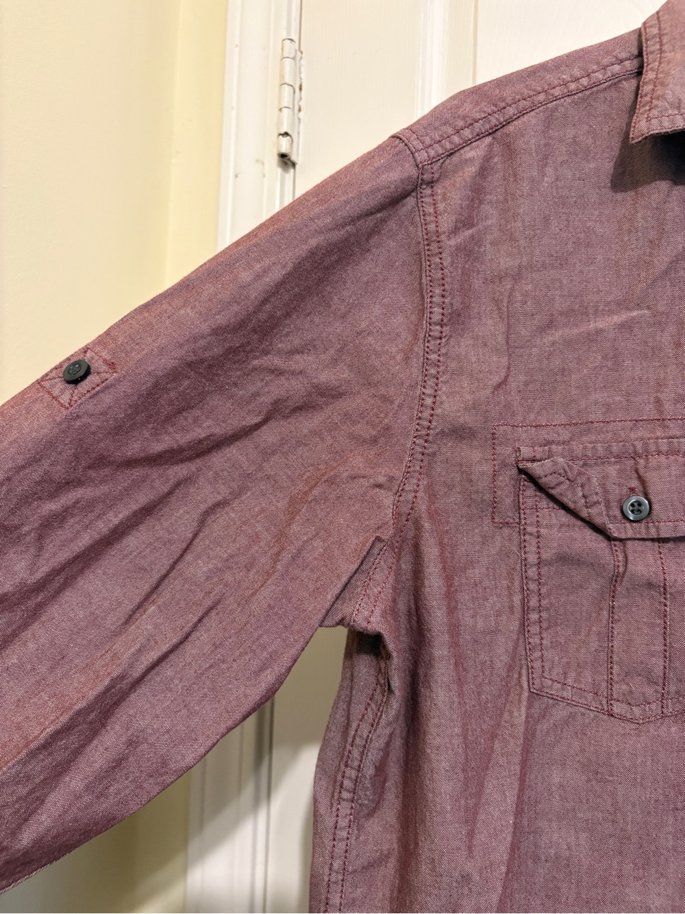 Red Camel Handcrafted Long Sleeve Button-Up Shirt in Heathered Burgundy Link New - Picture 9 of 16